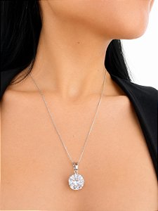Colar Ponto de Luz 14 mm Ródio Branco