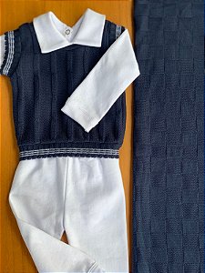 Saída maternidade masculina azul marinho suéter