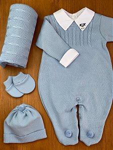 Saída maternidade masculina azul bebê | macacão
