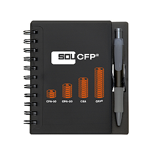 CADERNO PLÁSTICO C/ CANETA CFP