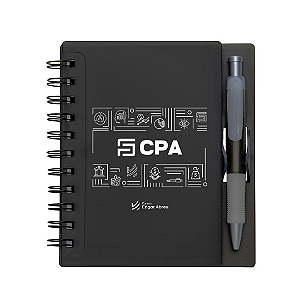CADERNO PLÁSTICO C/ CANETA CPA
