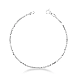 Pulseira Masculina/Feminina Prata 925 Pipoca Clássica