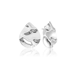 Brinco Orgânico Gota em Prata 925 Legítima Esbelta Prata