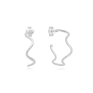 Brinco Argola Ondulada Prata 925 Feminino Essenza