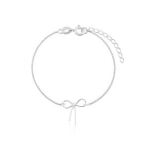 Pulseira Feminina Laço Delicado Lacinho Em Prata 925 Legítima Esbelta Prata