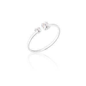 Anel Prata 925 Regulável com Ponto de Luz Duplo Clara