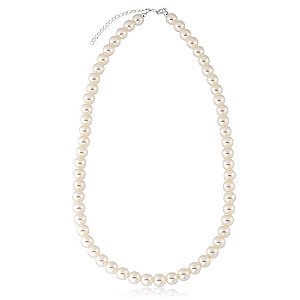 Colar Gargantilha de Pérolas 8mm Sintética em Prata 925 45cm Glow Pearl