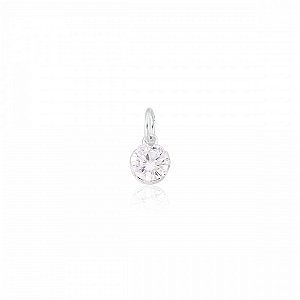 Pingente Ponto de Luz Médio Cristal em Prata 925 Clássica