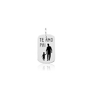 Pingente Masculino Placa Pai e Filho “Te Amo Pai” Prata 925 Essencial Man