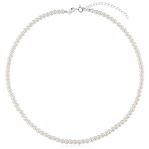 Choker de Pérolas 4mm Sintética em Prata 925 40cm Glow Pearl