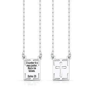 Escapulário Cruz e Salmo 23 Prata 925 Masculino Essencial Man