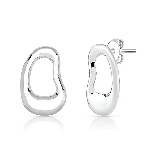 Brinco Orgânico Vazado Liso Prata 925 Feminino Essenza