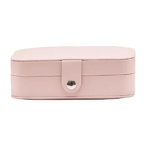 Porta Joias Portátil em Couro Sintético 16x11x5cm Compartimentos Forro Aveludado