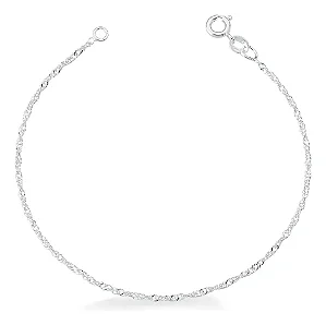 Pulseira Singapura Prata 925 Legítima Feminina 18cm Twist