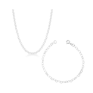 Kit Love Clássica – Corrente Elo Coração + Pulseira Elo Coração em Prata 925