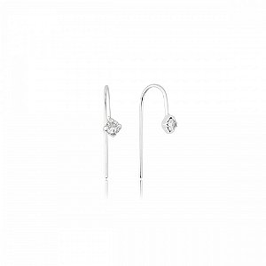 Brinco Fio Ponto de Luz Cristal Prata 925 Legítima Esbelta Prata