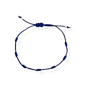 Pulseira 7 Nós da Intuição Azul Escura Bolinhas em Prata 925 Escudo Invisível