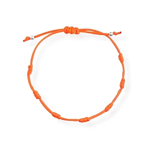 Pulseira 7 Nós da Criatividade Laranja Bolinhas em Prata 925 Escudo Invisível