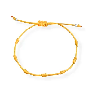 Pulseira 7 Nós da Confiança Amarela Bolinhas em Prata 925 Escudo Invisível