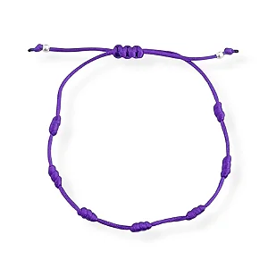 Pulseira 7 Nós da Sabedoria Roxa Bolinhas em Prata 925 Escudo Invisível