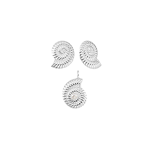 Brinco e Pingente Caracol Prata 925 Coleção Lua do Mar