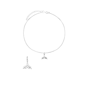 Tornozeleira e Pingente Sereia Prata 925 Coleção Lua do Mar