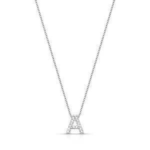 Colar Letra Inicial "A" Cravejada 40cm Prata 925 Brilliance