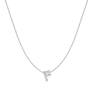 Colar Letra Inicial "F" Cravejada 40cm Prata 925 Brilliance