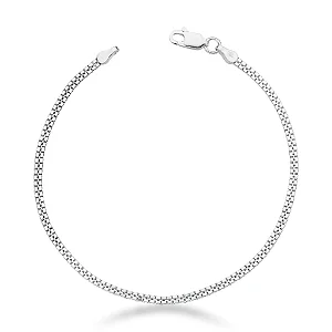 Pulseira Veneziana Dupla 18cm Prata 925 2 Fios Unissex