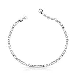 Pulseira Esferas 3mm com Coração Liso Prata 925 18cm Pure