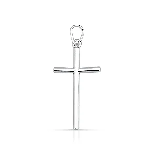 Pingente Cruz Liso Prata 925 11,8mm Unissex Religioso Pure