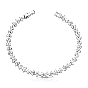 Pulseira Riviera Trinity Cravejada Luxo Prata 925 Feminina 18cm Brilliance