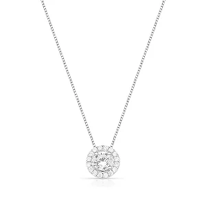 Colar Gargantilha Ponto de Luz Cravejado Redondo 45cm Cristal Prata 925 Lume