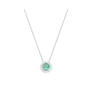 Colar Gargantilha Ponto de Luz Cravejado Redondo 45cm Turmalina Paraíba Prata 925 Lume