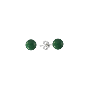 Brinco Bola 7mm Verde Bandeira em Prata 925 Resinado
