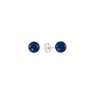 Brinco Bola 7mm Azul Marinho em Prata 925 Resinado