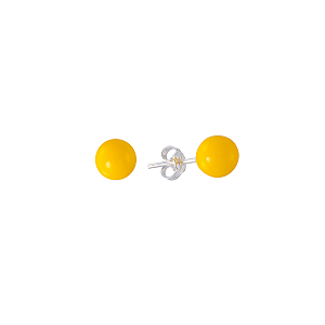 Brinco Bola 7mm Amarelo em Prata 925 Resinado