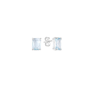 Brinco Retangular Feminino Aquamarine Prata 925 Luz Viva