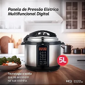 Panela de Pressão Elétrica Multifuncional Digital HQ 5 Litros Inox HQ-Y5DI