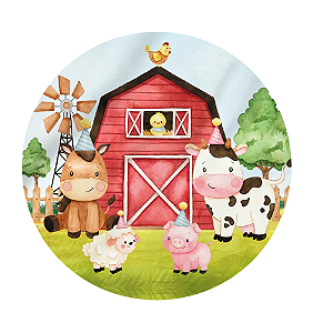 Painel Redondo Fazendinha 8 - Tecido Sublimado