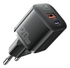 Fonte Turbo Carregador Celular 20W Usb Tipo C Essager - Preto