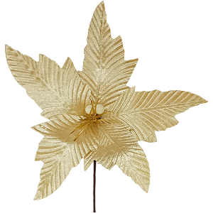 Flor Natalina poinsétia dourada 37cm