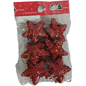 Estrela de Natal 6cm vermelha - 6 und