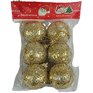 Bola de Natal 6cm Dourada - 6 und.