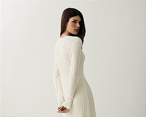 Vestido Canelado Decote "V" Composição 100%viscose