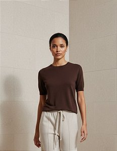 BLUSA EM TRICOT MANGA 7/8 (MARRON)