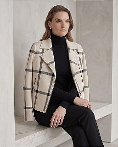 JAQUETA PERFECTO JACQUARD EM TRICOT (OFF/PRETO)