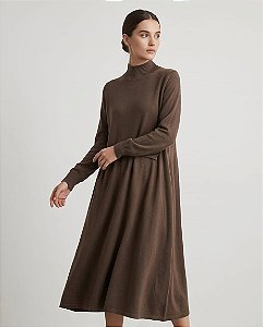 VESTIDO CONFORT EVASÊ DRAPEADO (MARRON TERRA)
