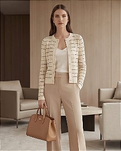CARDIGAN TRICOT LISTRADO COM BOTÔES