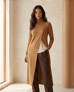 MAXI CAPA EM TRICOT TRANSPASSADA (MASCAVO)